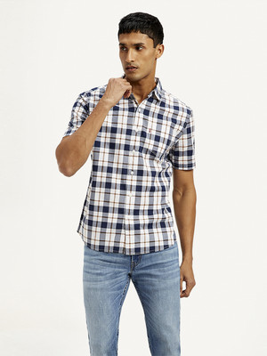 LEVI'S Men Checkered Casual Blue Shirt
