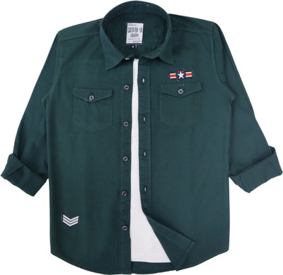 ROCKET SCIENCE Boys Solid Casual Green Shirt