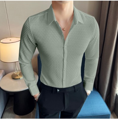 ANITA FASHION Men Solid Casual Light Green Shirt