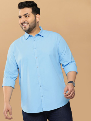 METRONAUT PLUS Men Solid Casual Light Blue Shirt