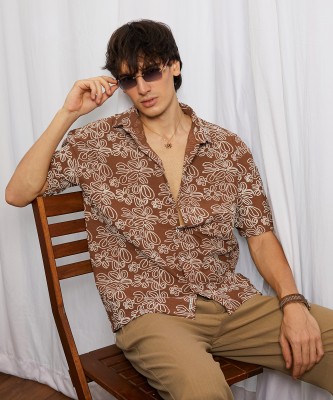 CAMPUS SUTRA Men Printed Casual Brown Shirt