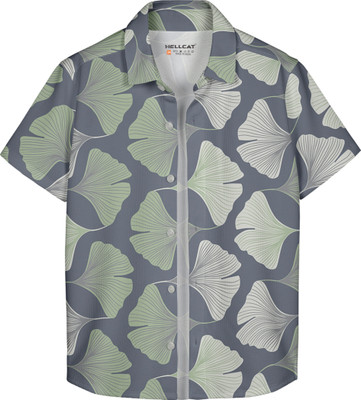 Hellcat Boys Printed Casual Grey, Green Shirt