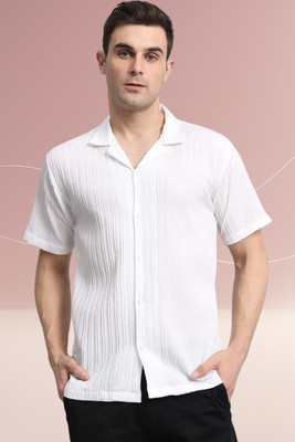 Dharamraj Fashion Men Self Design Casual White Shirt