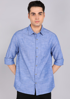WROGN Men Solid Casual Blue Shirt