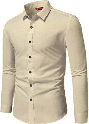 Yugnik Men Solid Casual Beige Shirt(Pack of 2)