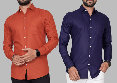 METRONAUT Men Solid Casual Multicolor Shirt(Pack of 2)