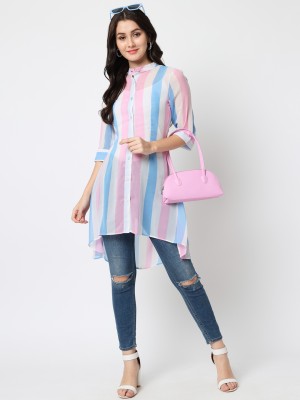 CHARMGAL Women Striped Casual Multicolor Shirt