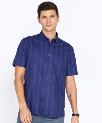 INDIAN TERRAIN Men Striped Casual Blue Shirt