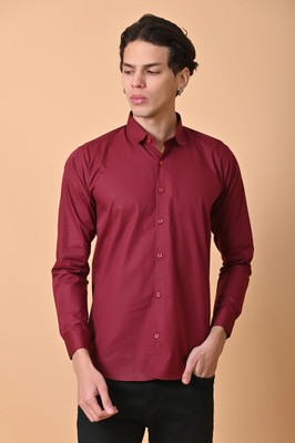 Lee Cross Men Solid Casual Maroon Shirt