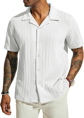 METRONAUT Men Self Design Casual White Shirt