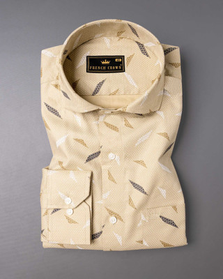french crown Men Printed Casual Cream Shirt
