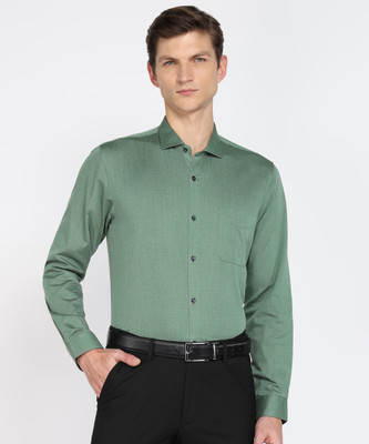 PETER ENGLAND Men Self Design Formal Green Shirt