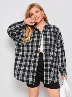 DIMPY GARMENTS Women Checkered Casual Black, White Shirt