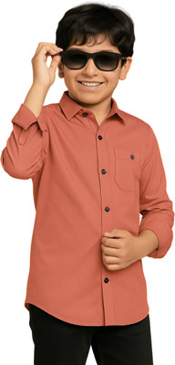 jabak creation Boys Solid Casual Pink Shirt