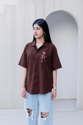 HAPPY ENDING Women Printed Casual Brown Shirt