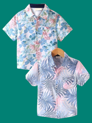 KILLER Boys Printed Casual Blue Shirt(Pack of 2)