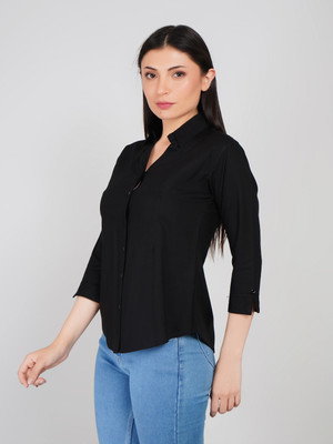 REYA FASHION Women Solid Casual Black Shirt