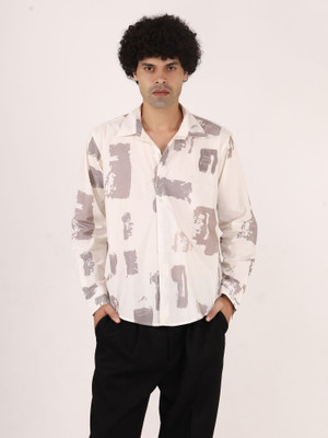 The Rogue Club Men Printed Casual White, Grey Shirt