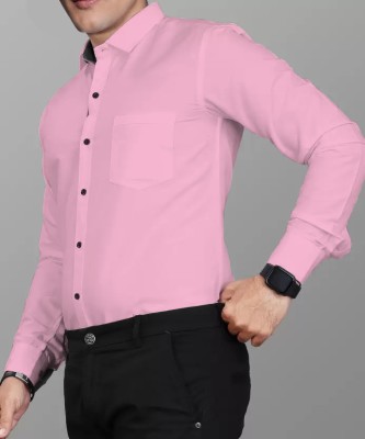 SUPERSQUAD Men Solid Formal Pink Shirt