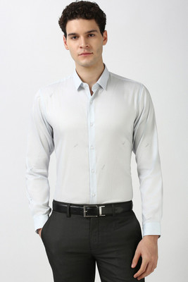 PETER ENGLAND Men Self Design Casual Light Blue Shirt