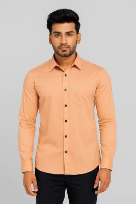 EchoWear Men Solid Casual Orange Shirt