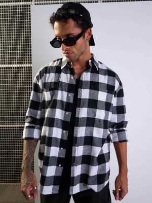 MASCLN SASSAFRAS Men Checkered Casual Black, White Shirt