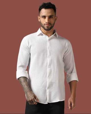 Ethavaa Men Solid Casual White Shirt