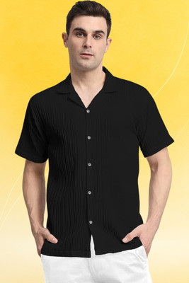 A Dearise Trend Men Self Design Casual Black Shirt
