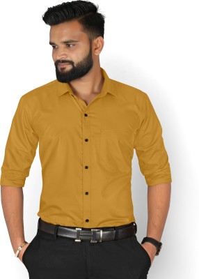 StyleMODO Men Solid Casual Yellow Shirt