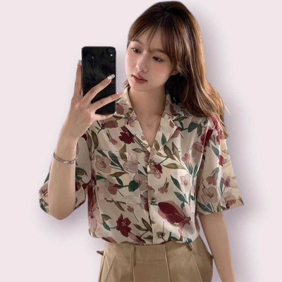 KAUTAQI Women Printed Casual Beige Shirt