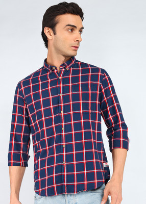 FLYING MACHINE Men Self Design Casual Dark Blue Shirt