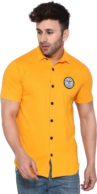 Lawful Casual Men Self Design Casual Yellow Shirt