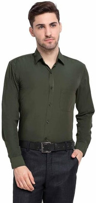 ISUEL Febb Men Solid Casual Dark Green Shirt