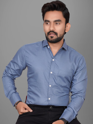 Voroxy Men Solid Formal Grey Shirt