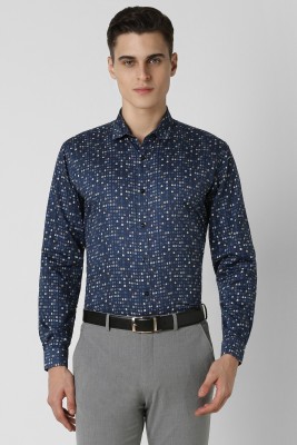 VAN HEUSEN Men Printed Formal Blue Shirt