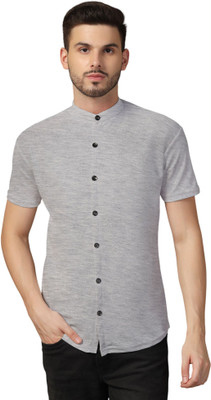 Blisstone Men Solid Casual Silver Shirt