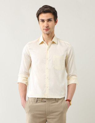 ARROW Men Solid Formal Yellow Shirt