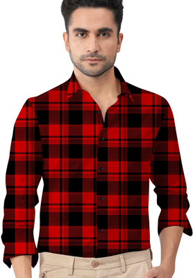 HEMAS LIFESTYLE Men Checkered Casual Red Shirt