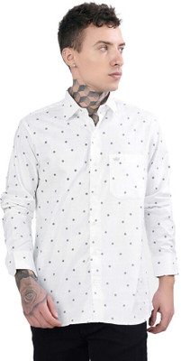 HOC Men Printed Casual White Shirt