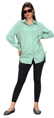 Lolis Women Solid Party Green Shirt