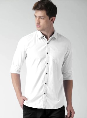 Zimli Men Solid Casual White Shirt