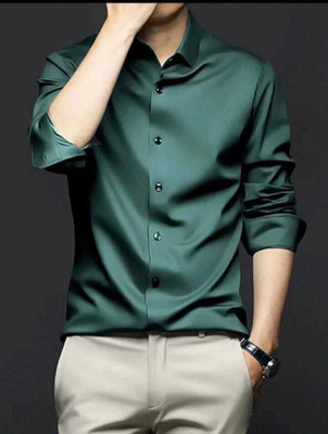 BROCON Men Solid Casual Green Shirt
