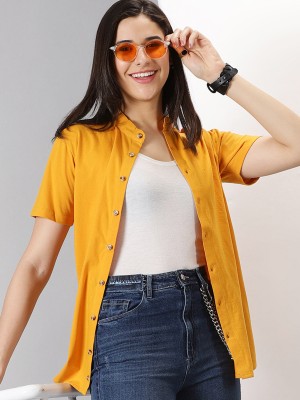 GESPO Women Solid Casual Yellow Shirt