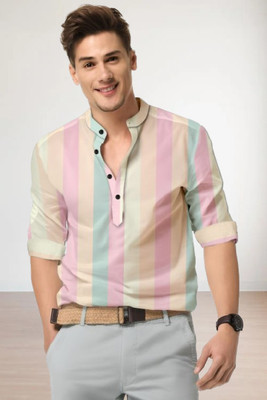 ISUEL FAB Men Striped Casual Multicolor Shirt