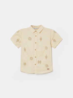 Fame Forever by Lifestyle Boys Embroidered Casual Beige Shirt