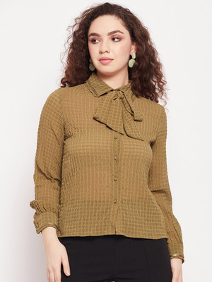 MADAME Women Solid Casual Green Shirt