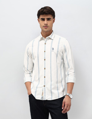 U.S. Polo Assn. Denim Co. Men Striped Casual White Shirt