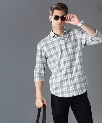 OTUS Men Checkered Casual Grey Shirt