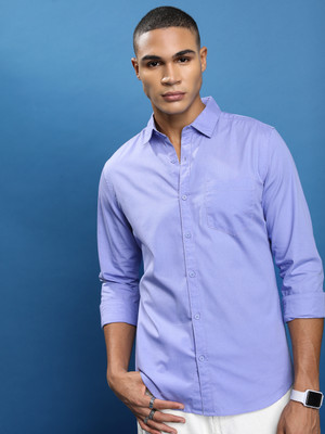 HIGHLANDER Men Solid Casual Purple Shirt