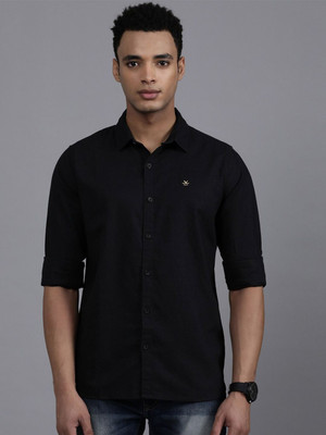 WROGN Men Solid Casual Black Shirt